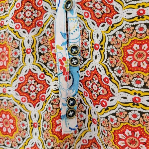 Anthropologie Maeve Floral Colorblock Blouse Multicolor Women Size 4 Rayon Boho - Picture 4 of 14